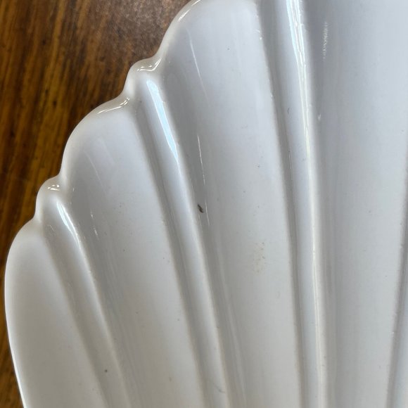 Shell Shaped Scalloped White Ceramic Serving Dish Platter Large 14" Giftcraft - Picture 13 of 13